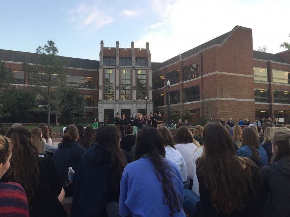 Choeur du Roi, a Richmond a cappella group,&nbsp;opened Tuesday's Take Back The Night event.
