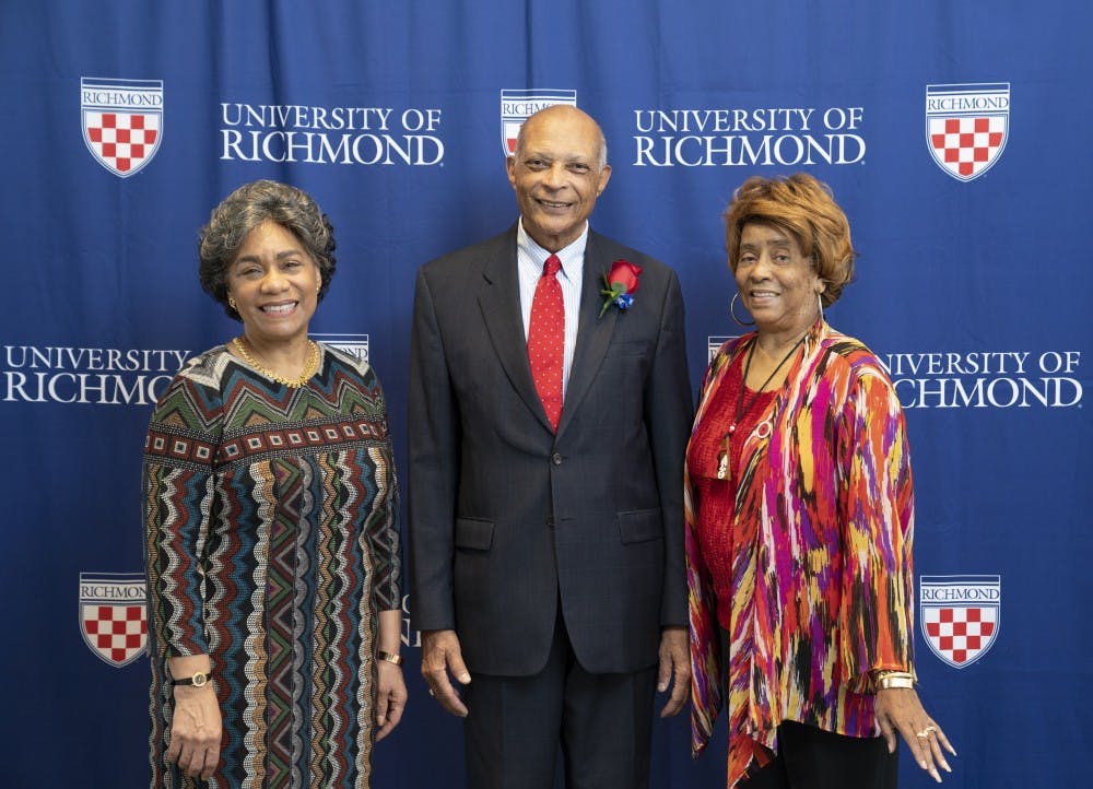 <p>From left, Madieth Malone, Barry Greene and Isabelle (Thomas) LeSane, all 1972 graduates, were honored at the "A Story Unfolding" event.</p>