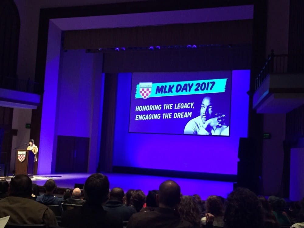 <p>Joshua Kim RC '19 was one of the student presenters at the annual&nbsp;MLK commemoration program Monday. Joshua represented the Multicultural Student Solidarity Network while also&nbsp;honoring King's work.&nbsp;</p>