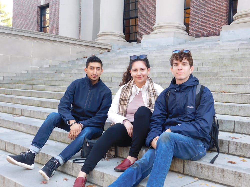 Members of the University of Richmond iGEM team pose for a photo. From left: Majd Aboul Hosn, Savannah Del Cid and Garrett Lang. Photo courtesy of the iGEM team