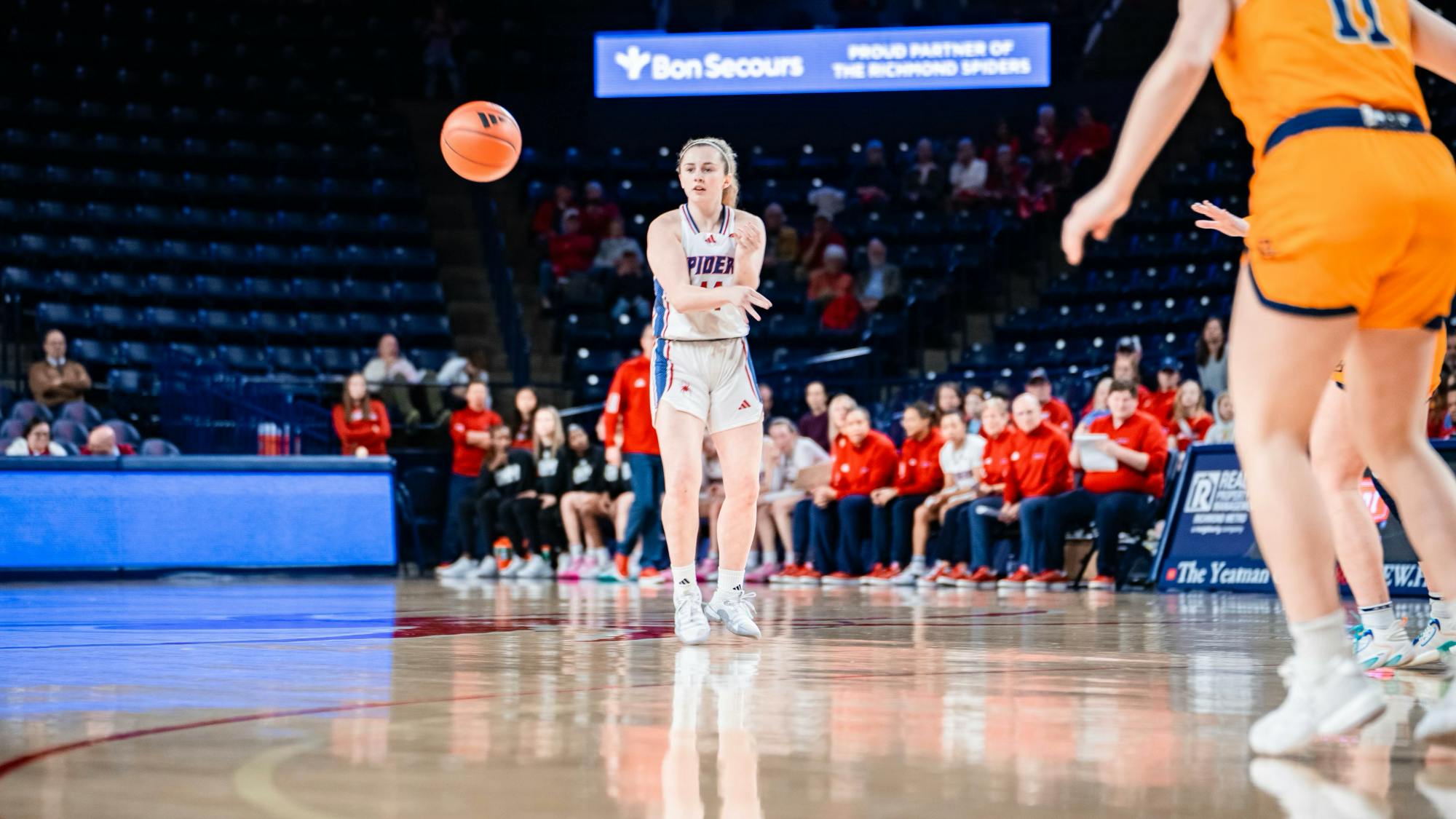 Freshman guard Ally Sweeney during the Feb. 21 game against La Salle University. Courtesy of Richmond Athletics.