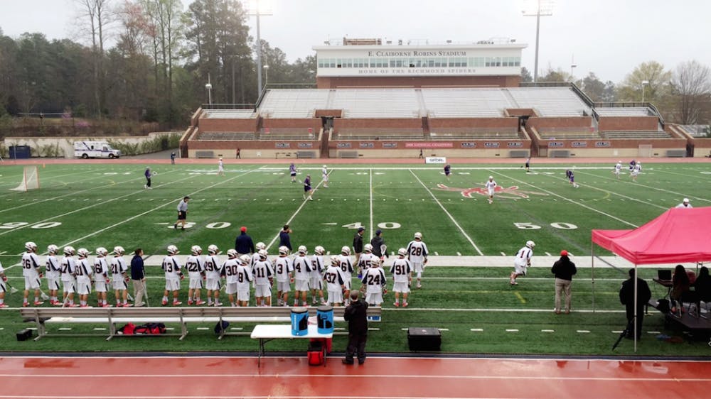 <p>The University of Richmond men's lacrosse team battled past High Point in rainy conditions.</p>