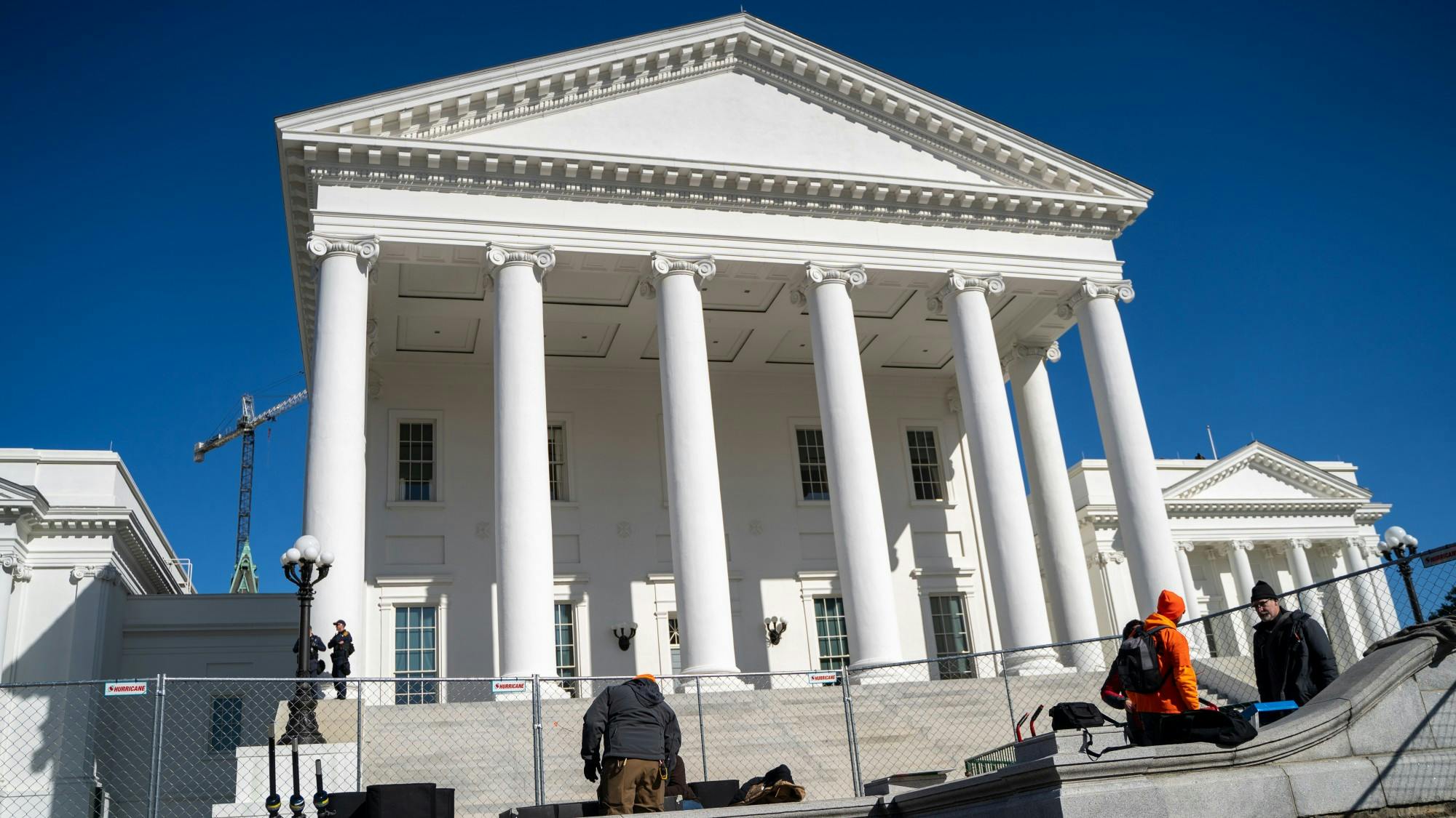 The Virginia State Capitol fenced off on Lobby Day 2020.
