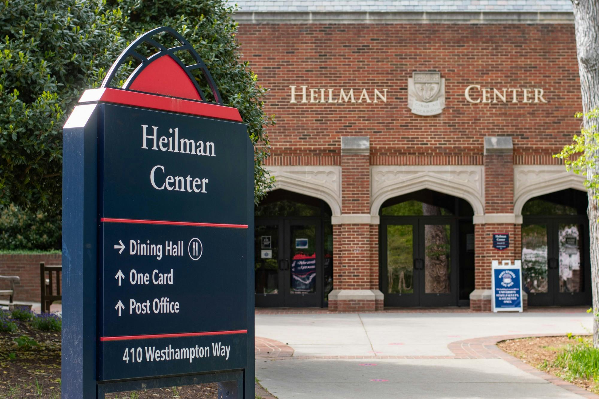 The sign outside of the Heilman Dining Center.