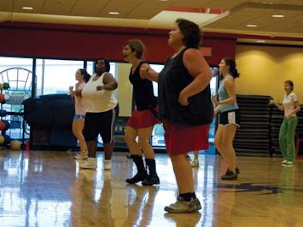 Led by Jackie Pfamatter (headset/mic), students and faculty burn carbs and dance to salsa music Zumba on Tuesday Sept 23rd at 12:00pm in the Fitness Center.