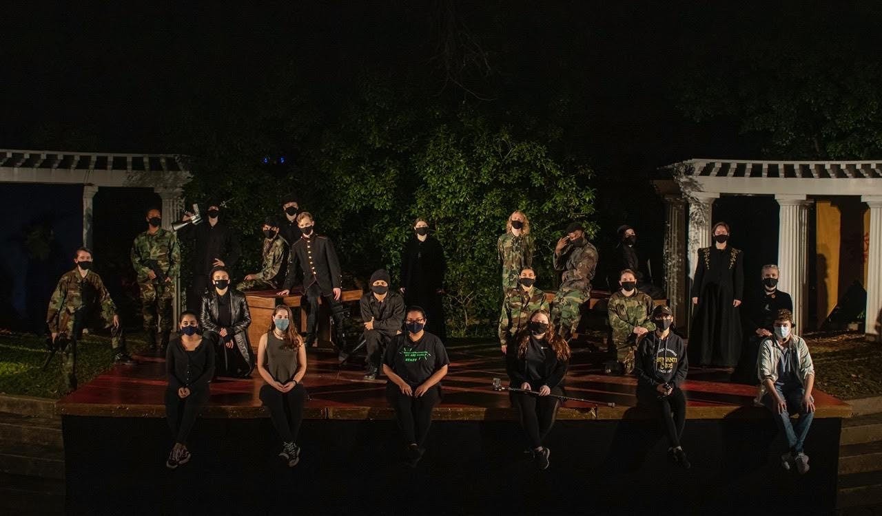 The cast of Richard III on its stage at the Jenkins Greek theater. Courtesy of Mitzi Avila