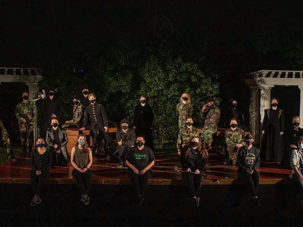 The cast of Richard III on its stage at the Jenkins Greek theater. Courtesy of Mitzi Avila