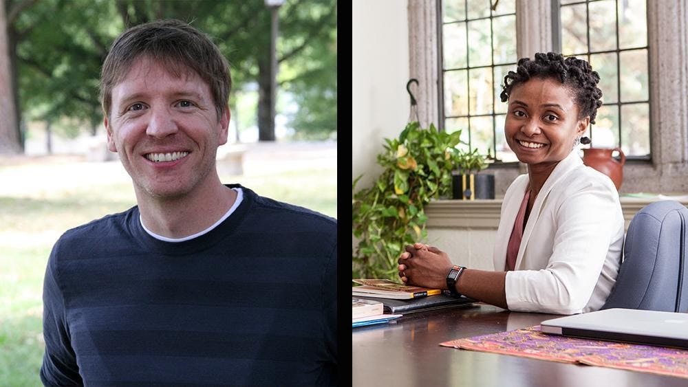 <p>Jory Brinkerhoff (left) and Manuella Meyer were awarded Fulbright Scholar grants for their&nbsp;research proposals. <em>Image courtesy of Sunny Lim</em></p>