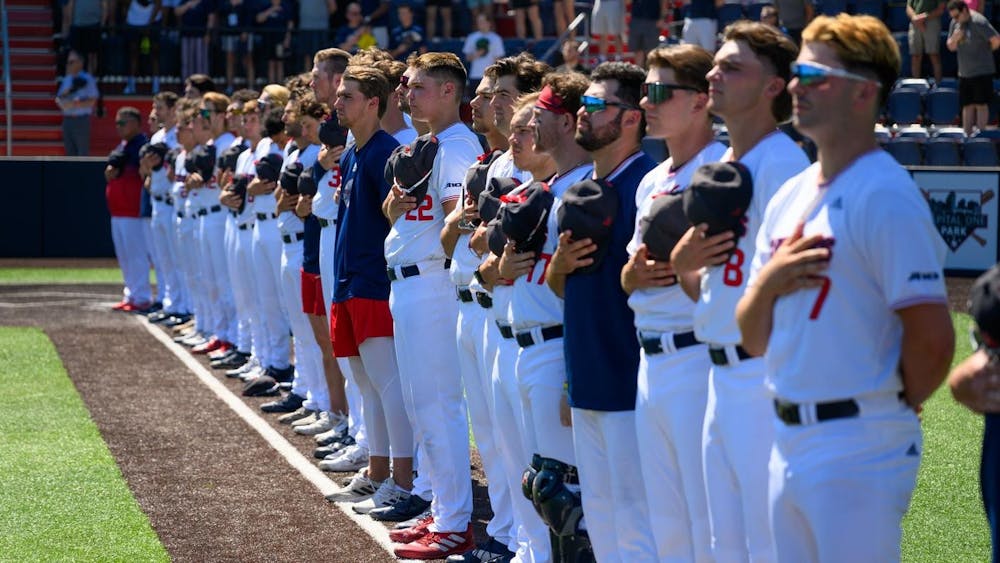The Spiders before the A-10 semifinals on May 25. Courtesy of Richmond Athletics.