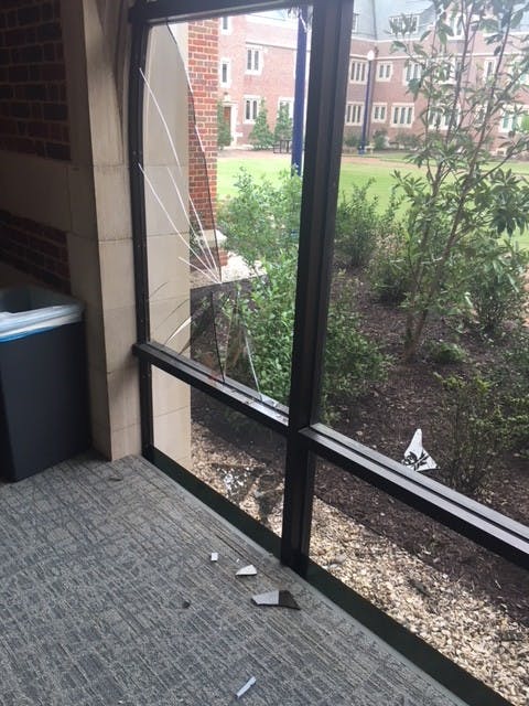 Hair from the deer was seen on the broken window shards.