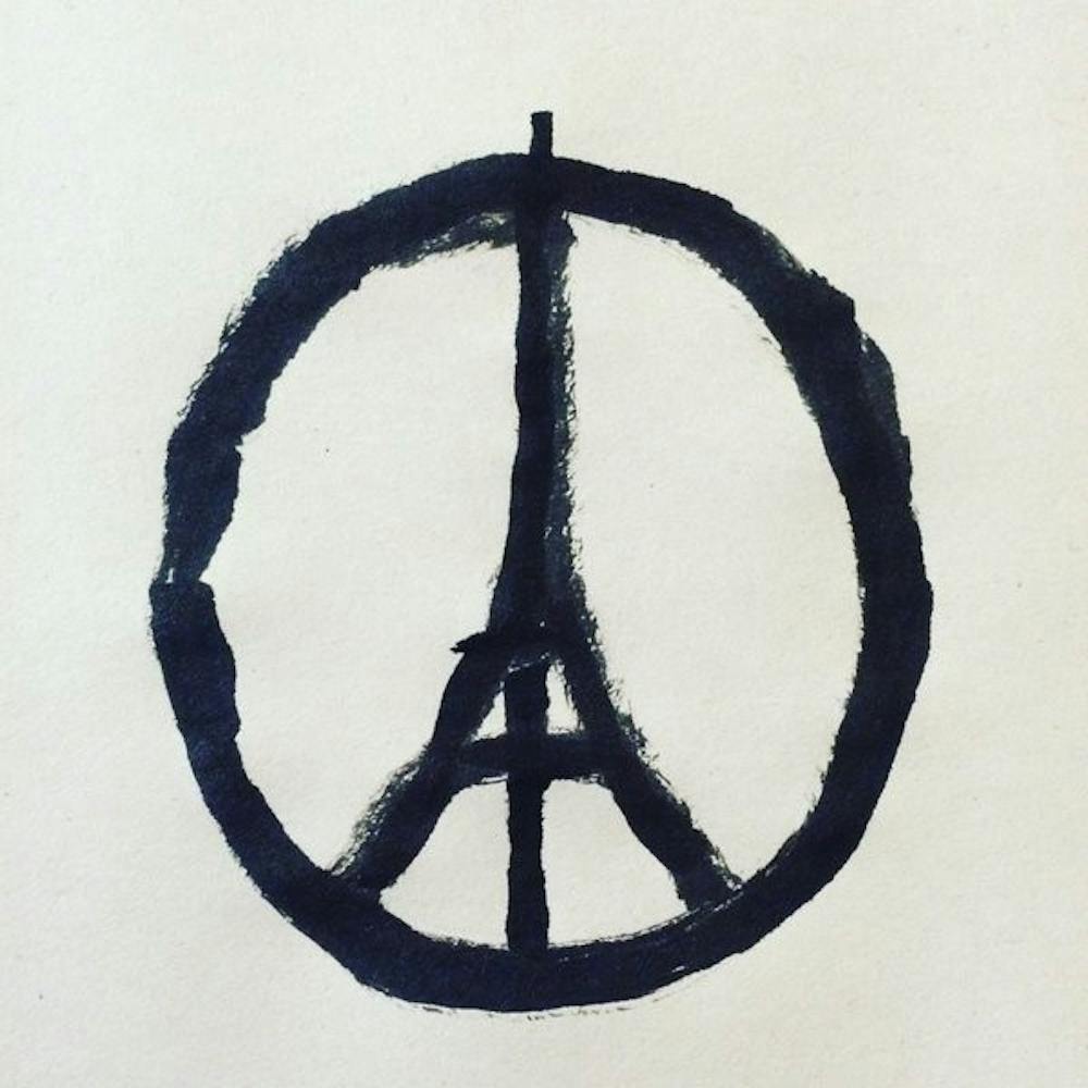 <p>An Image created and shared on social media by artist Jean Jullien with the caption "Peace for Paris"</p>