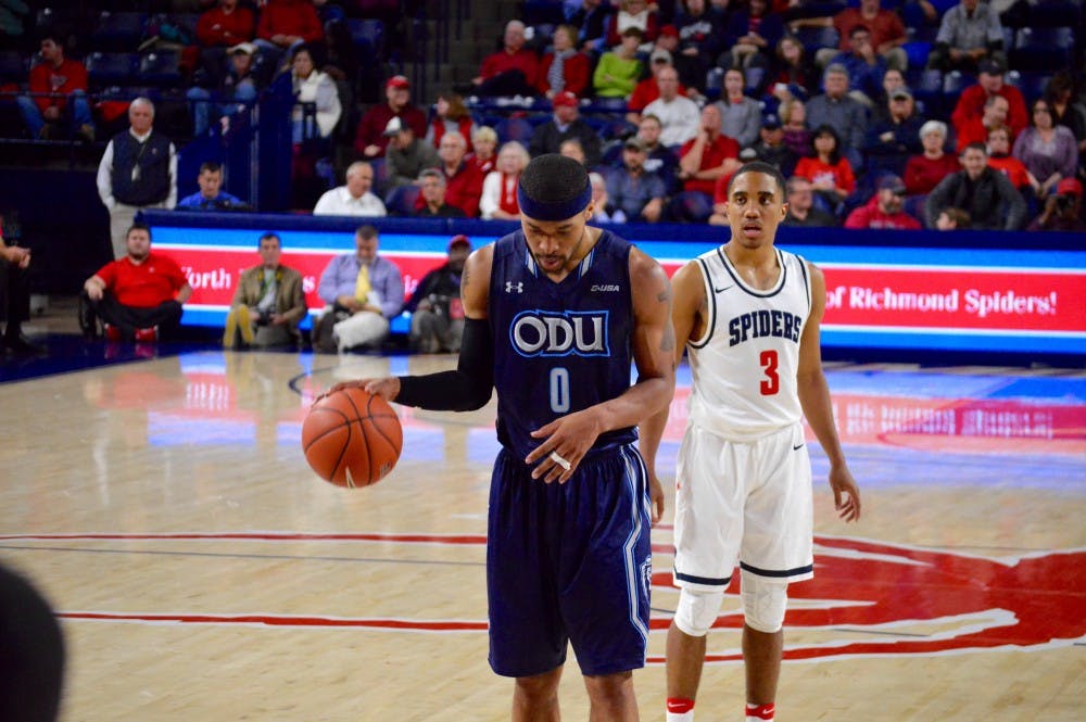 ODU's Jordan Baker lines up for a free throw.
