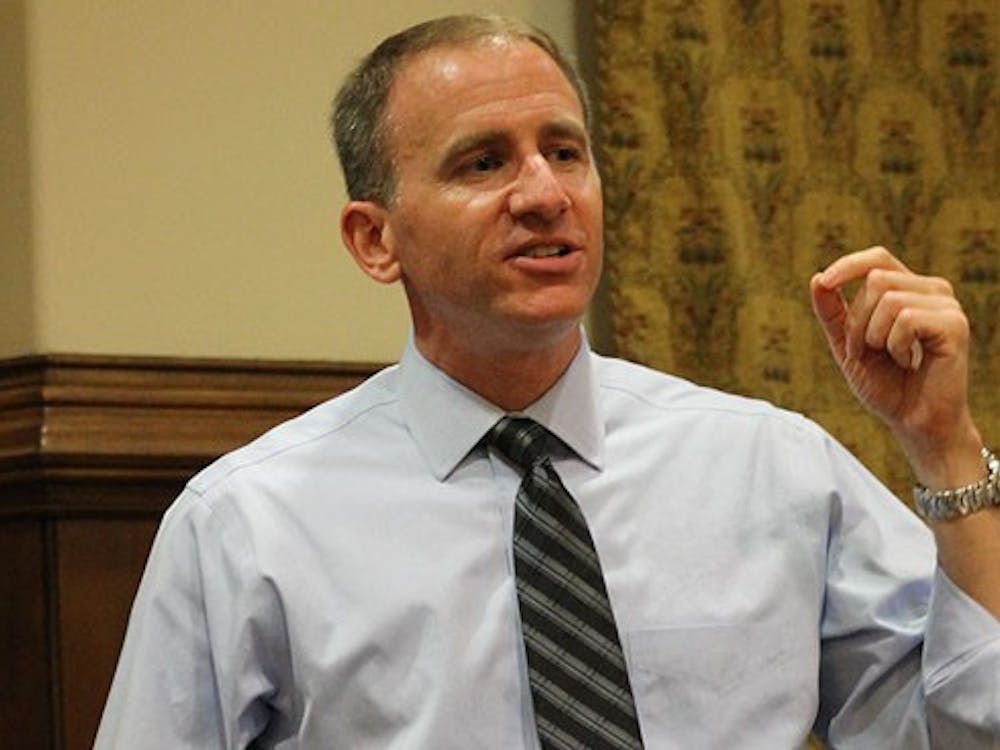 Andrew rich, a '92 UR graduate, is now the president and ceo of tHE ROOSEVELT INSTITUTE. HE spoke to students on Monday in the Brown-Alley rOOM.