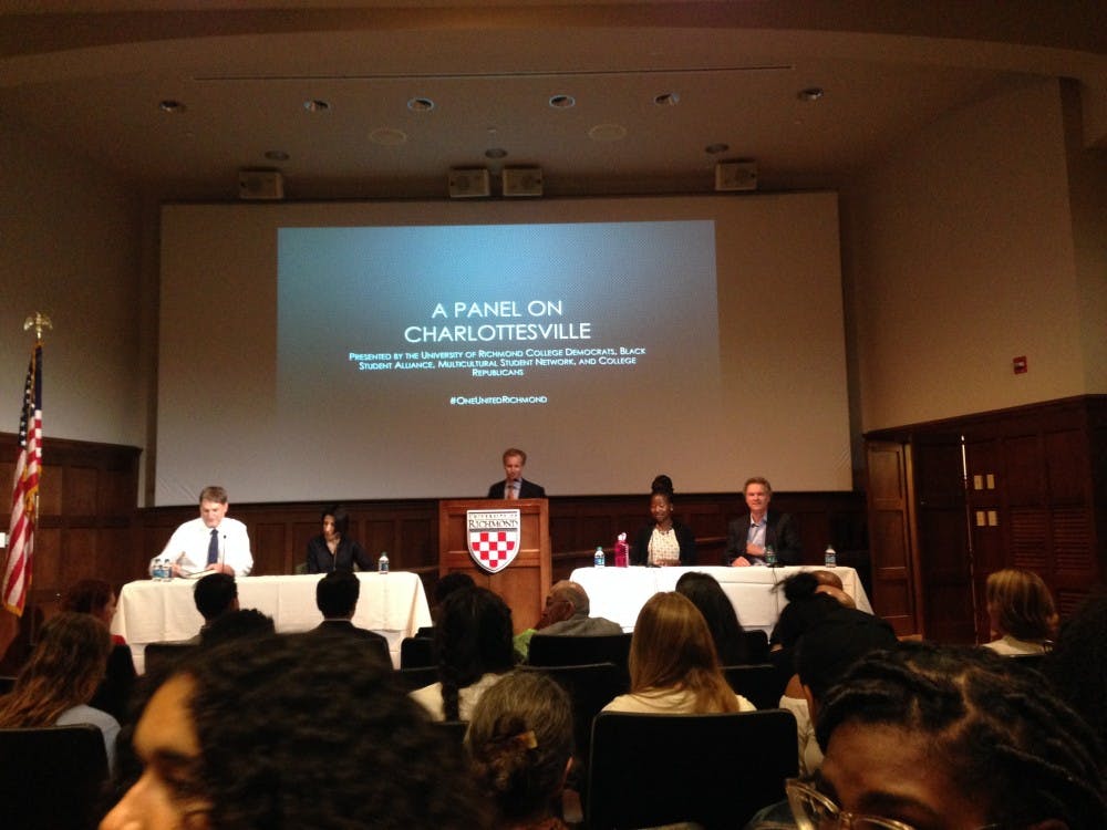 Several University of Richmond faculty&nbsp;members speak at a panel discussion on&nbsp;the recent violence occurring in Charlottesville, Virginia.