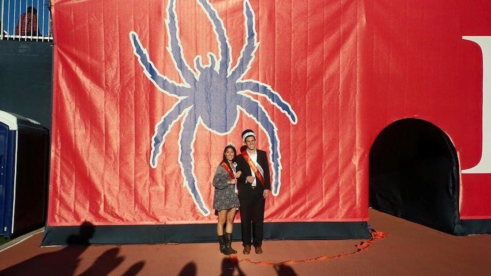 <p>David Rhodes and Jihyun Lee were named Homecoming King and Queen at the football game last weekend. Photo courtesy of SpiderBoard.</p>