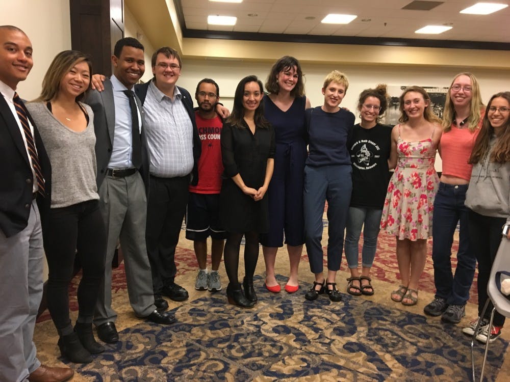 The cast of "The Haze," an award-winning play about sexual&nbsp;assault. The cast&nbsp;performed for students as part of&nbsp;the Week of Action.&nbsp;