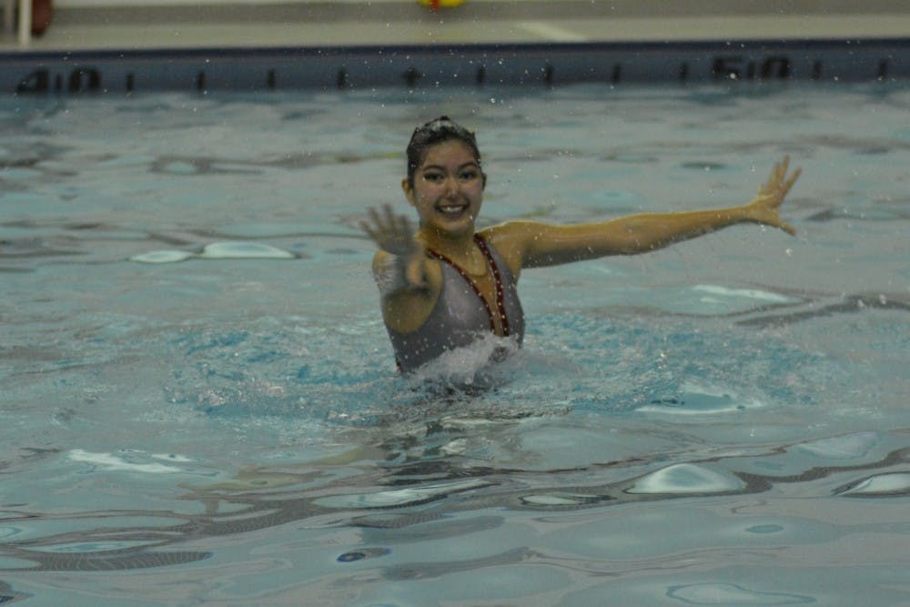 <p>Erin Wheeler performing at a meet against&nbsp;Ohio State.&nbsp;</p>