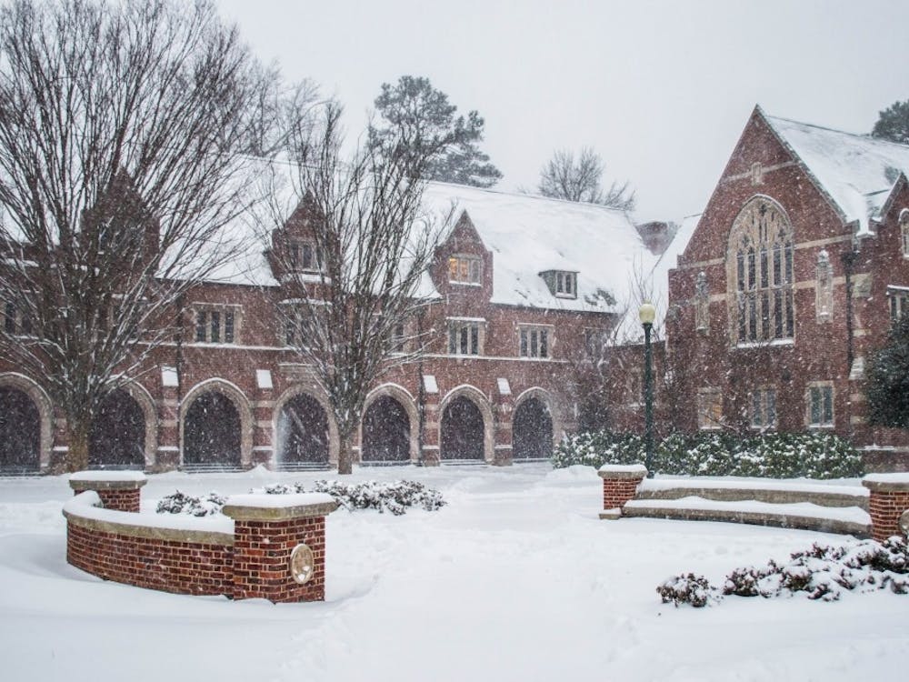 Ryland Hall during the snow storm on Jan. 21. 