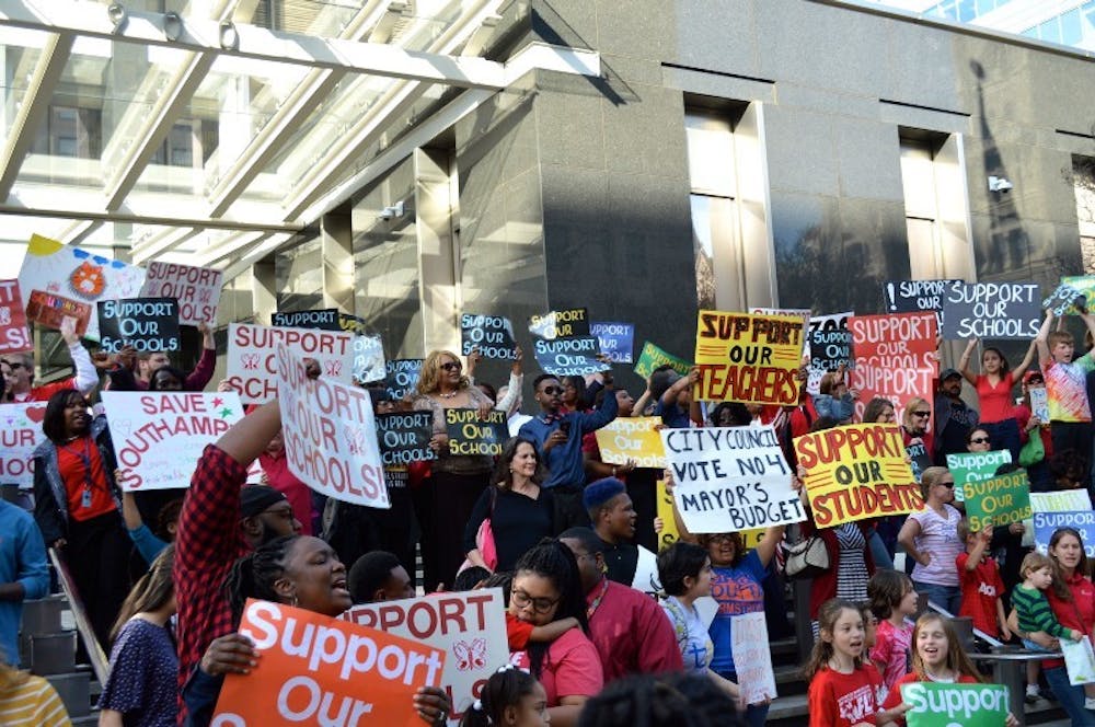 <p>Hundreds of people rallied in front of Richmond City Hall to advocate for more funding for Richmond Public Schools.</p>