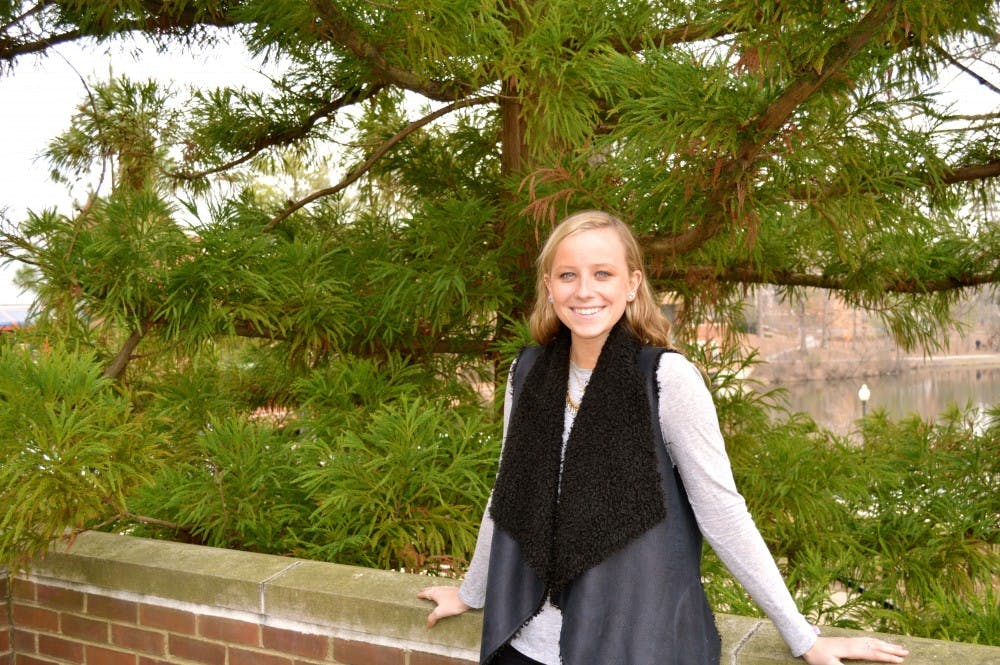 Freshman Virginia Myers has created a new app. Credit Moira Lachance. 