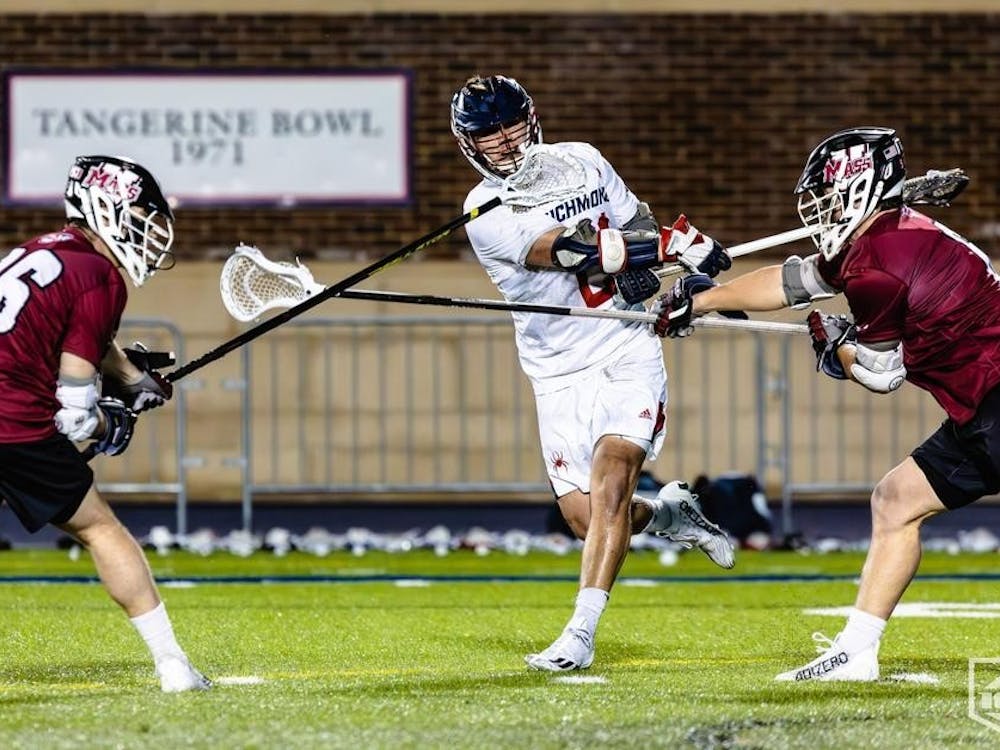 The University of Richmond men’s lacrosse team defeats the University of Massachusetts in the semifinals of the Atlantic 10 Tournament May 4.&nbsp;