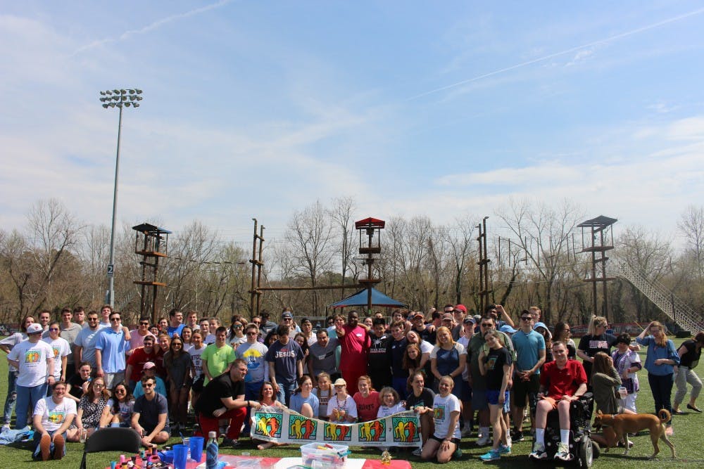 University of Richmond students and buddies pose for a group photo during the Best Buddies Games. Photo courtesy of Avery Maley