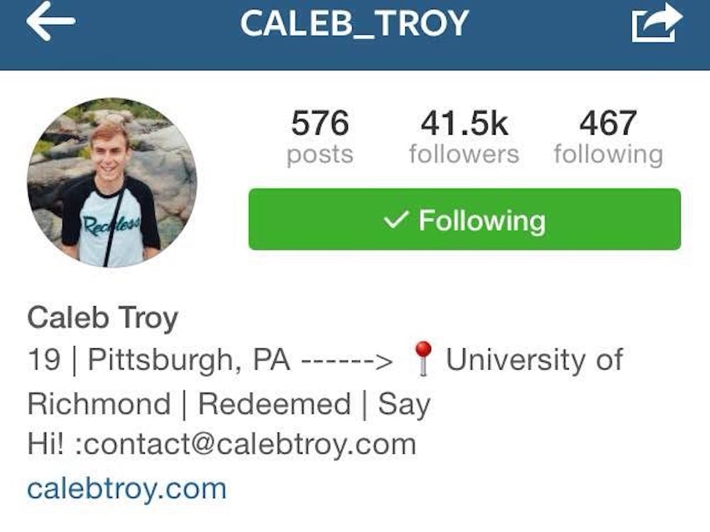 Nearly 42,000 accounts follow Troy. Credit Instagram @caleb_troy. 