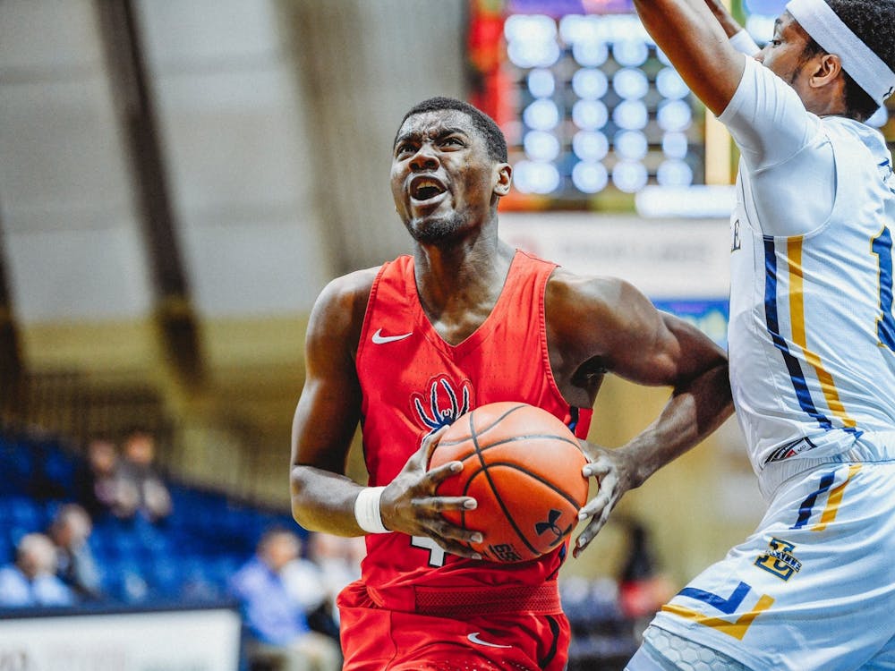 Junior forward Nathan Cayo looks to shoot during a game against La Salle University on Feb. 12. Photo courtesy of Richmond Athletics