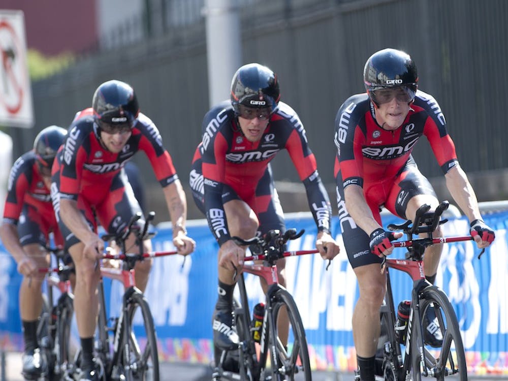 BMC wins the men's Team Time Trial at the UCI Road World Championship, Sept. 20, 2015
