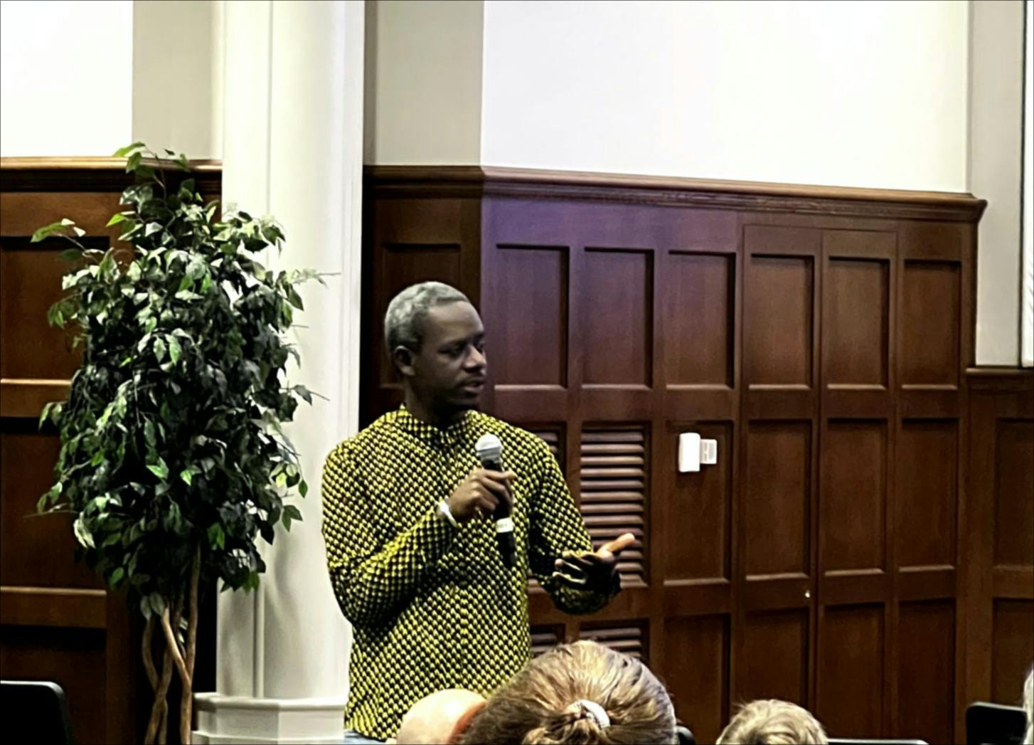 Professor Mamadou Dia during African Film Weekend on Sept. 15. Photo courtesy of Professor Kasongo Kapanga.