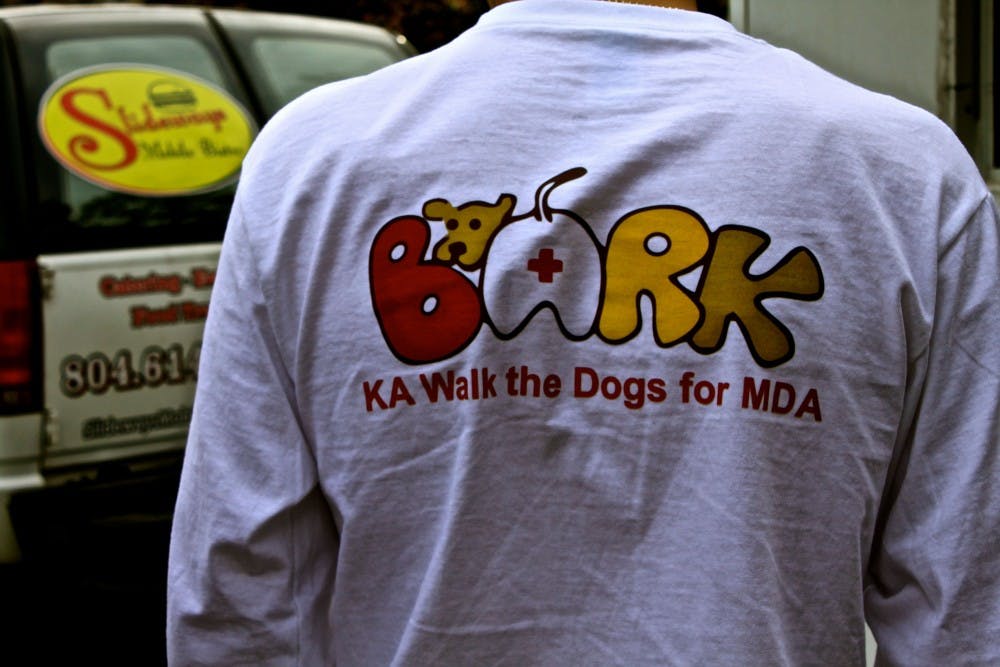 Kappa Alpha Order hosted “Walk the Dogs,” a philanthropy event that consisted of Bark, an adoption and rescue program for K-9’s, bringing 10 to 12 dogs to campus on Sunday, Nov. 8, for participants to play with The chapter raised over $11,284 for its national philanthropy, Muscular Dystrophy Association.The previous chairman had created “Walk the Dogs” when he was a freshman, said senior Scott Bowden, one of KA's philanthropy chairman. Bowden and Will Hogge, KA’s other philanthropy chairman, led this year’s event. “The money that is raised at this event will be used to help send kids to our MDA summer camp,” said Danette Hodges, who is an area director for MDA, “so we offer a summer camp experience for children that are between the ages of 6 and 17 that get to attend that camp for free.”At MDA camp, children with neuromuscular disease discover a world created specifically for them as they engage in a variety of activities such as horseback riding, swimming, adaptive sports, arts and crafts and a camp dance, according to information provided by MDA. Additionally, MDA camp enables campers to expand their comfort zones and become independent as they spend a week away from home.By Catherine McTiernan