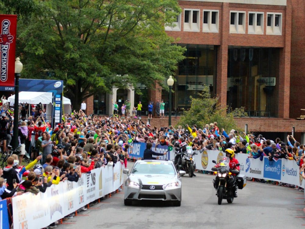 The UCI race begins on Boatwright Drive at the University of Richmond, but within a few hours, signs of the race had mostly disappeared.