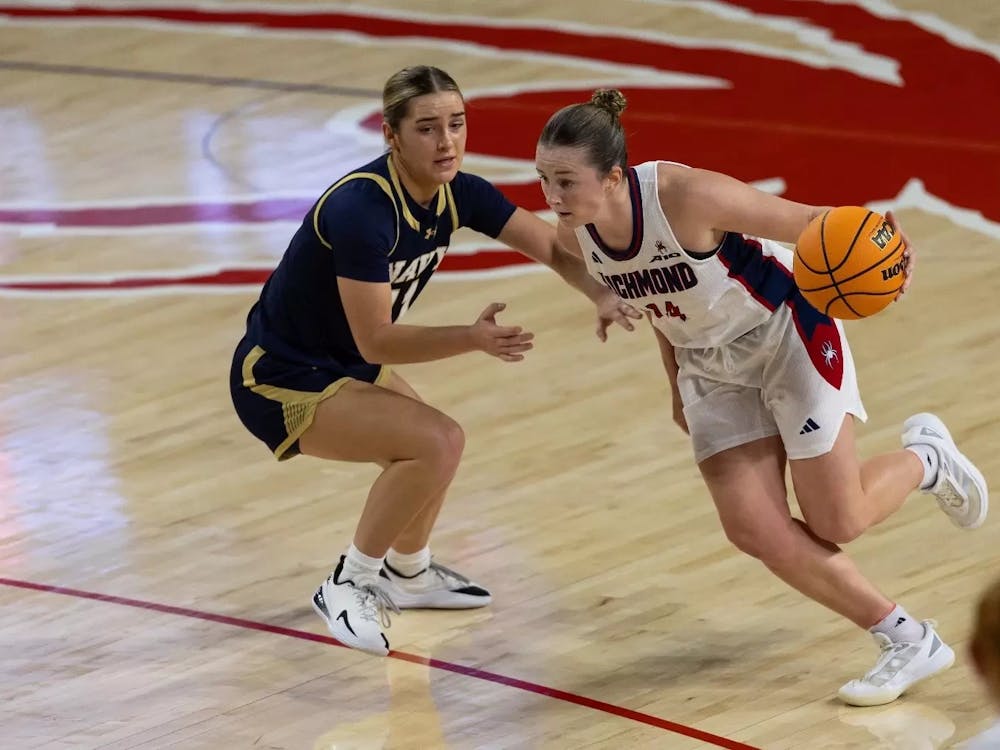 Junior guard Ally Sweeney plays against Navy. Courtesy of Richmond Athletics