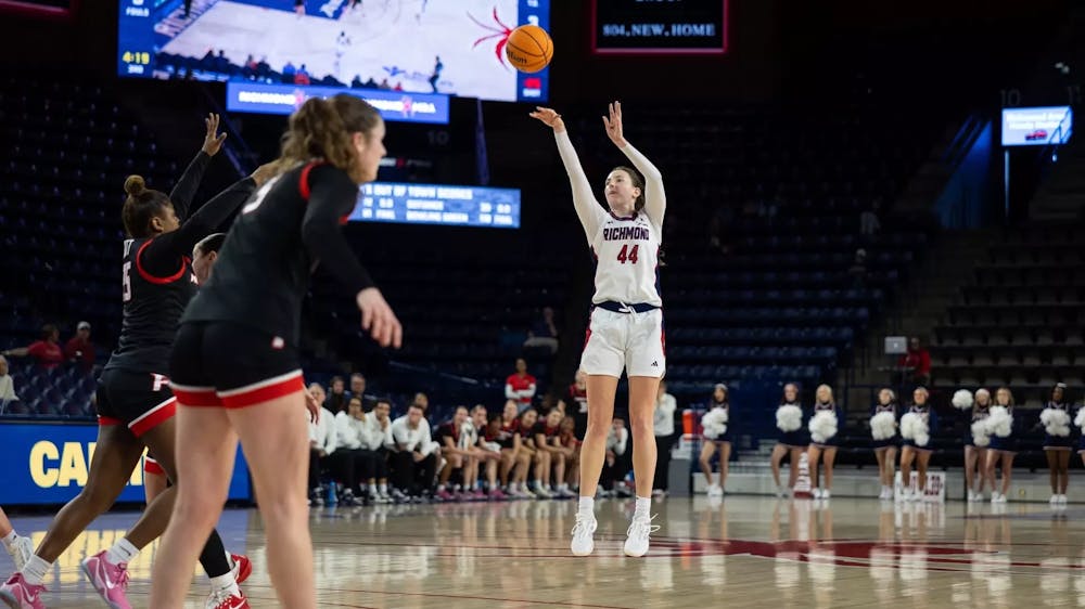 Senior forward Maggie Doogan plays against Fairfield. Courtesy of Richmond Athletics