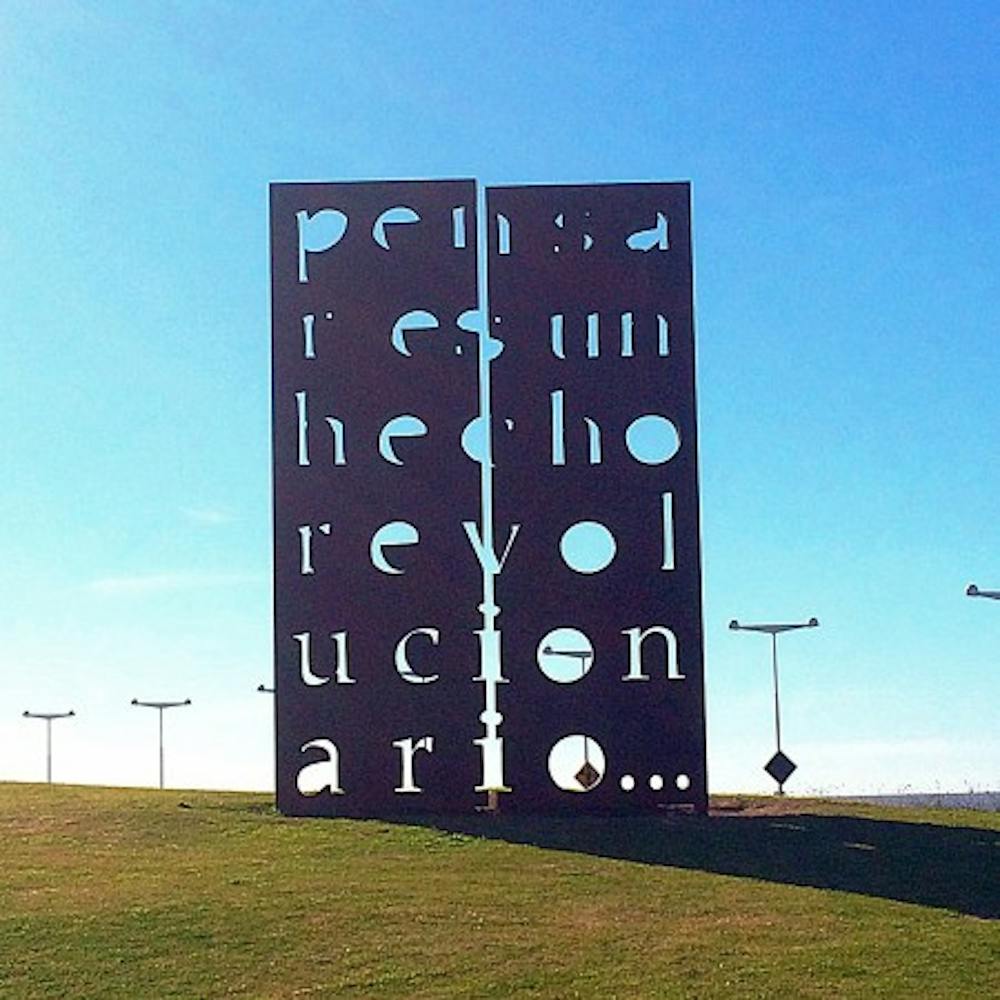 <p>A sculpture at the entrance to a park Dan visited in Argentina.</p>