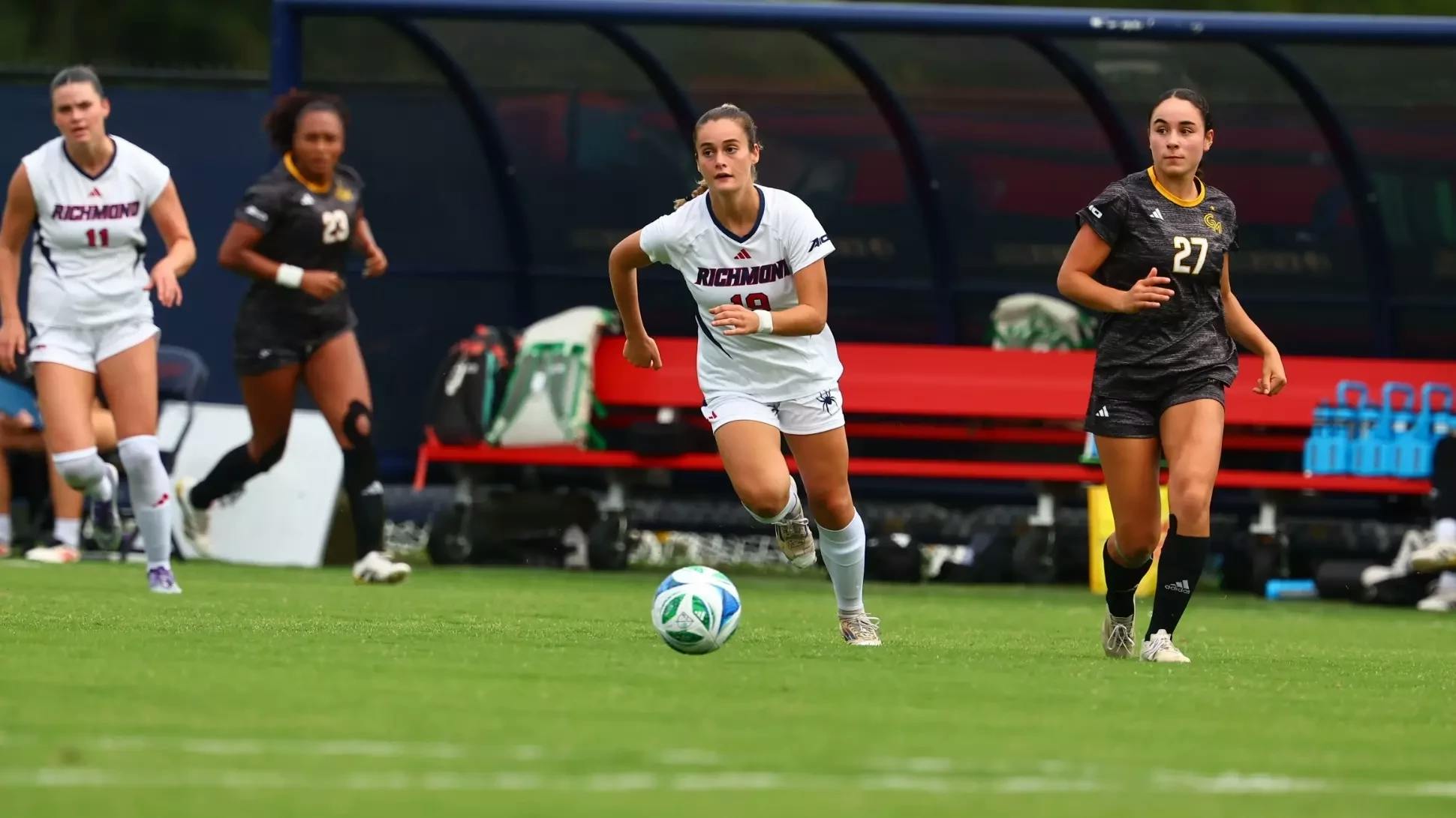 Sophomore Paige West plays against GMU on Sept. 25. Courtesy of Richmond Athletics