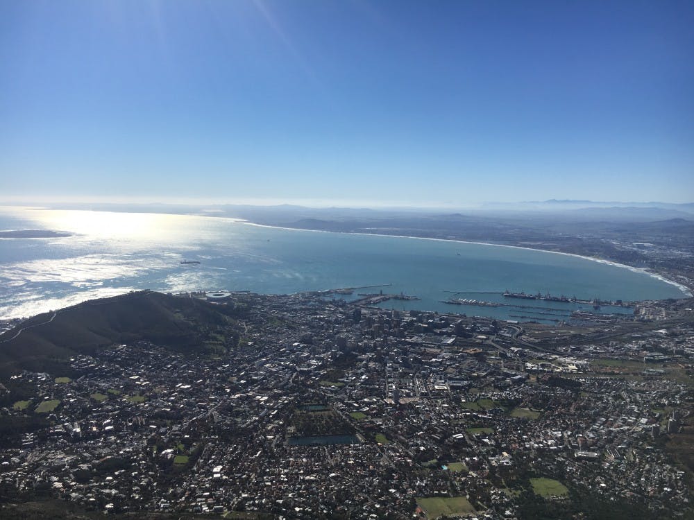 <p>The view from Table Mountain, overlooking Cape Town, South Africa.<em> Photo courtesy of senior Kenna Pollard, who studied abroad in Stellenbosch, South Africa, in 2017.&nbsp;</em></p>
