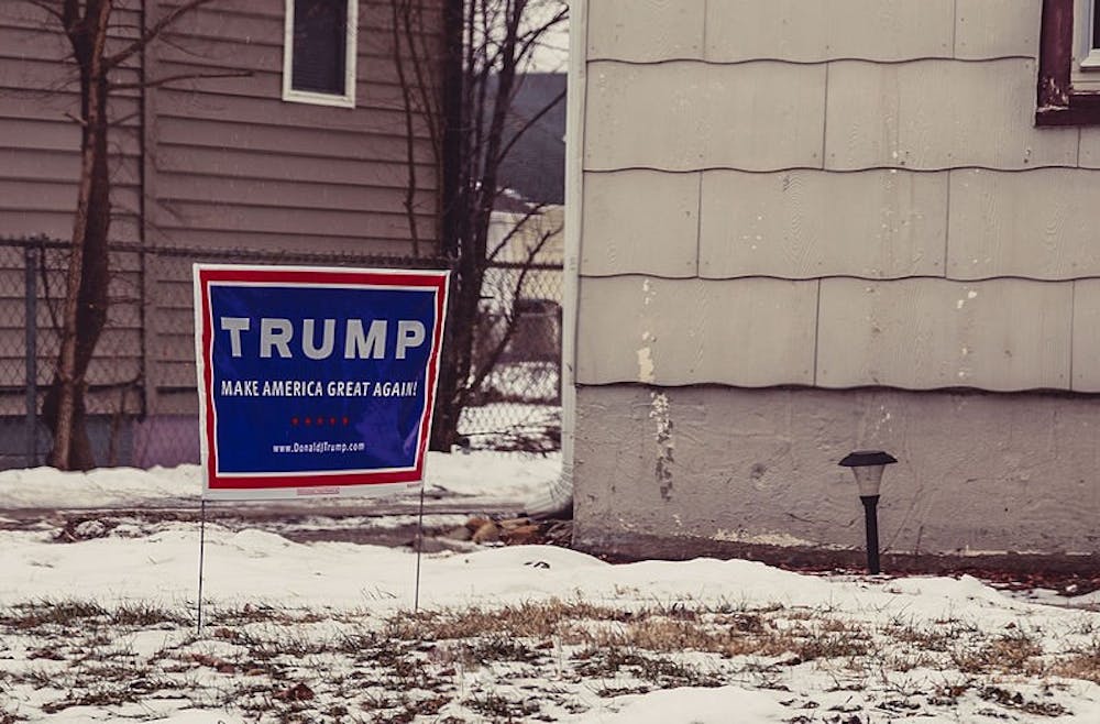 <p>Trump signs such as this one&nbsp;lined my neighborhood when I returned&nbsp;home for spring break.&nbsp;</p>