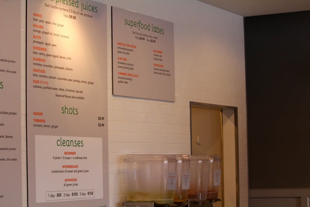 A glimpse of the new updated menu at Ginger Juice in Richmond, Virginia.