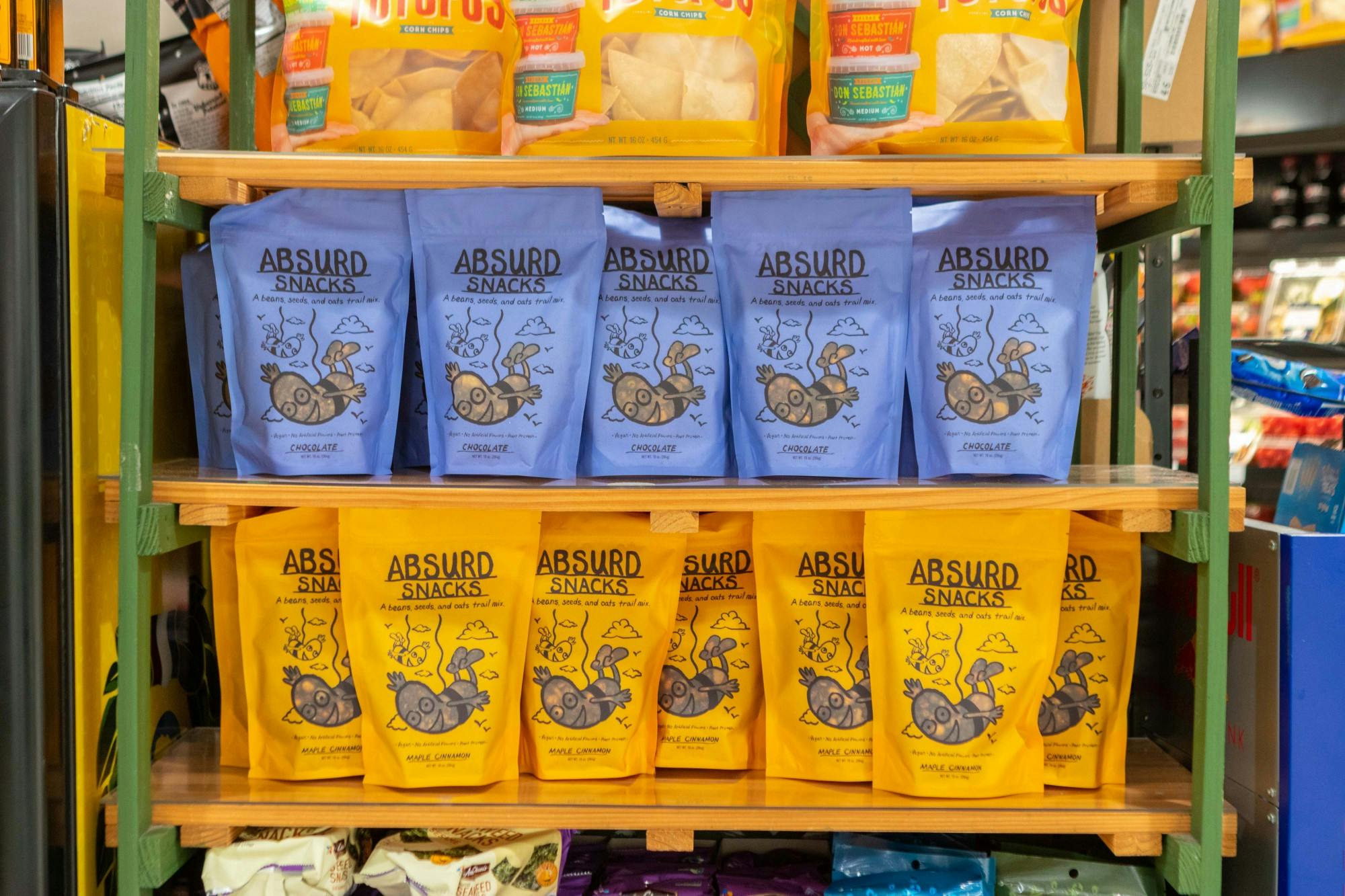 Absurd Snacks trail mix on the shelves at Everything Convenience in 2022.