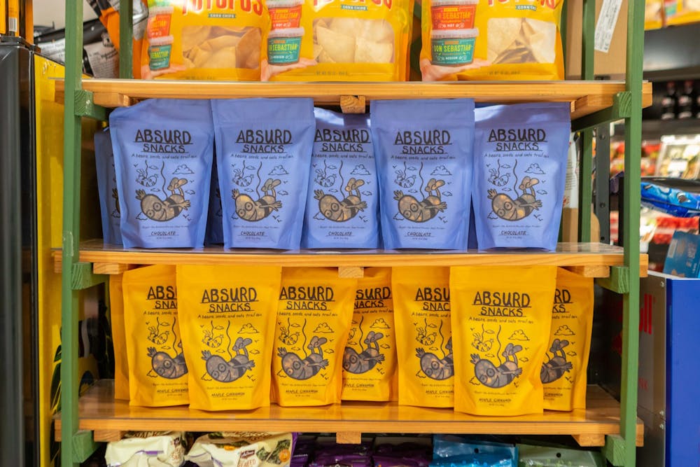 <p>Absurd Snacks trail mix on the shelves at Everything Convenience.</p>