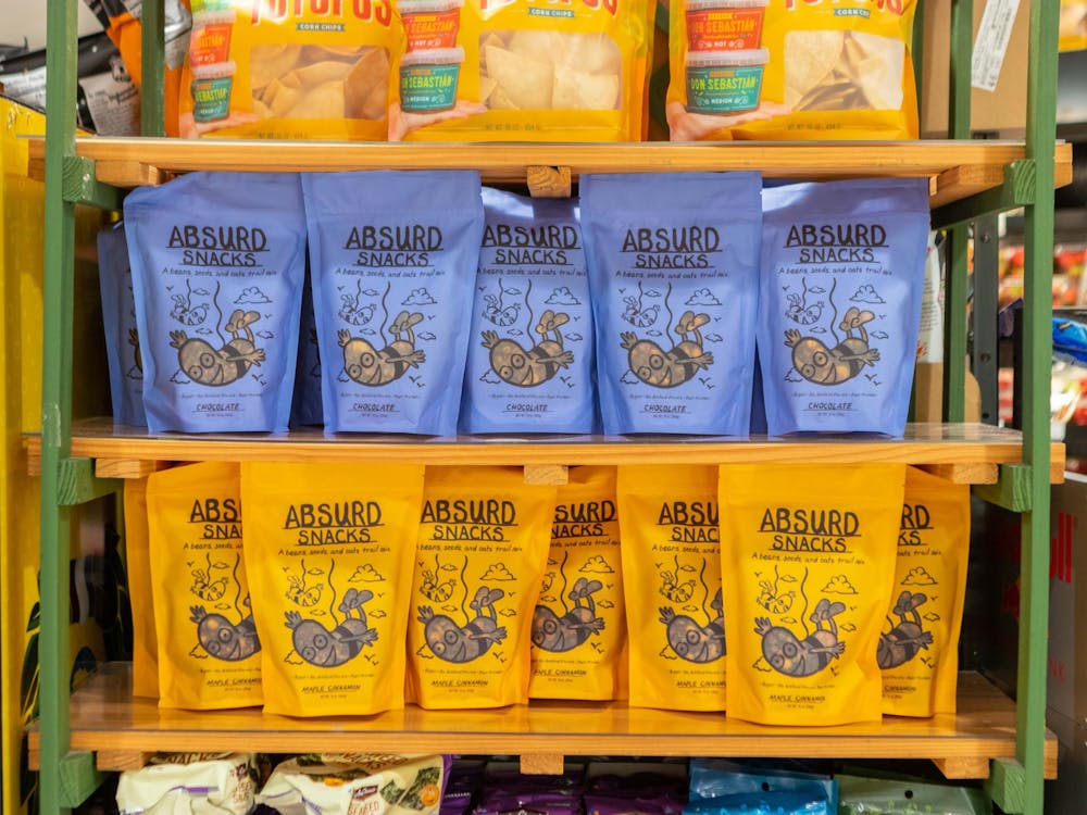 Absurd Snacks trail mix on the shelves at Everything Convenience.