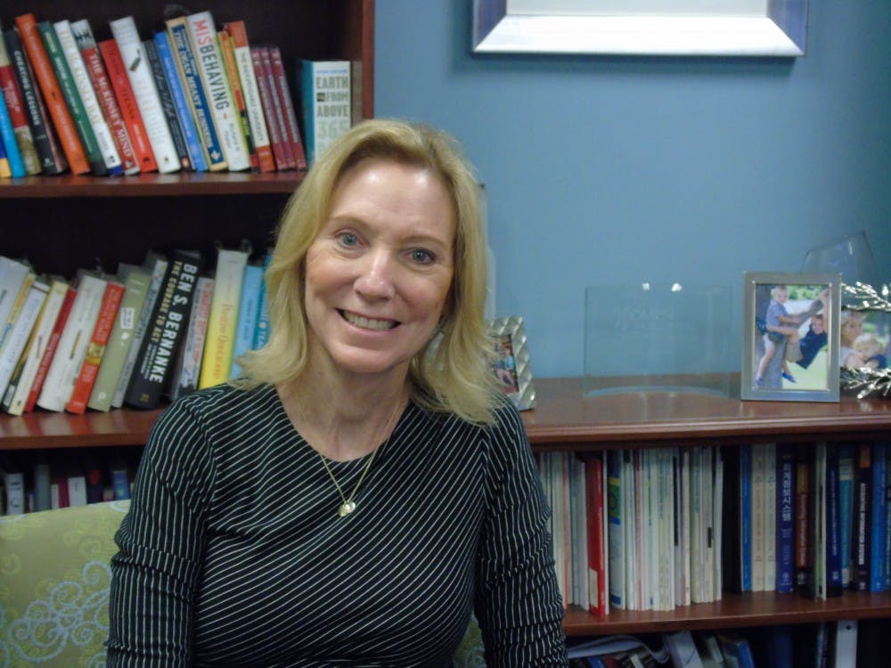 Nancy Bagranoff, outgoing dean of the E. Claiborne Robins School of Business, in her office.&nbsp;
