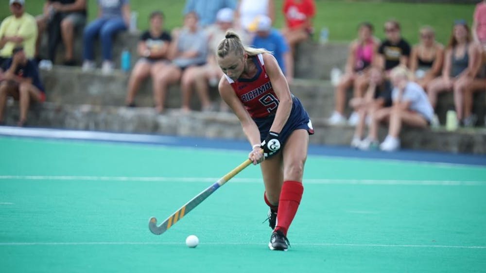<p>Junior midfielder Cori Nichols scored three goals at the Sept. 4 game against Towson University. Photo by Keith Lucas and courtesy of Richmond Athletics.</p>