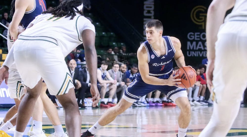 The University of Richmond men's basketball team added a patch to their jerseys in honor of Greg Beckwith, a Spiders basketball legend who passed away in May. Courtesy of Richmond Athletics.