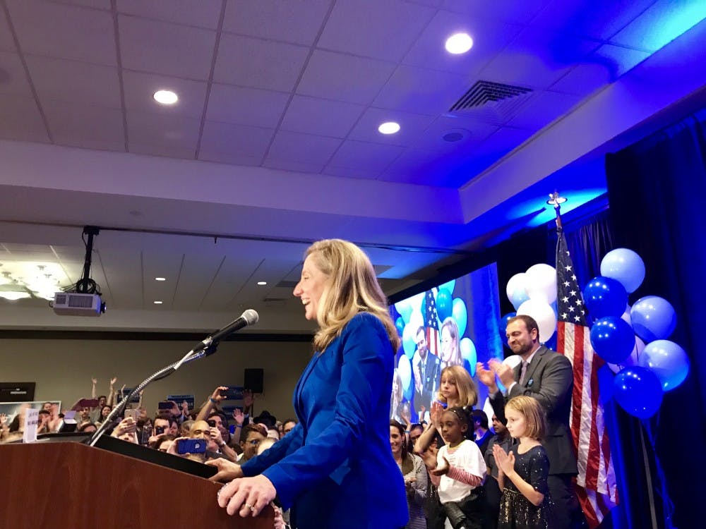 Democrat Abigail Spanberger gives her victory speech at The Westin – Richmond hotel. She beat Republican incumbent Dave Brat in the Seventh Congressional District, which neighbors UR.