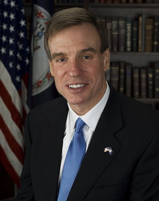 Senior United States Senator from Virginia Mark Warner in his official portrait. 