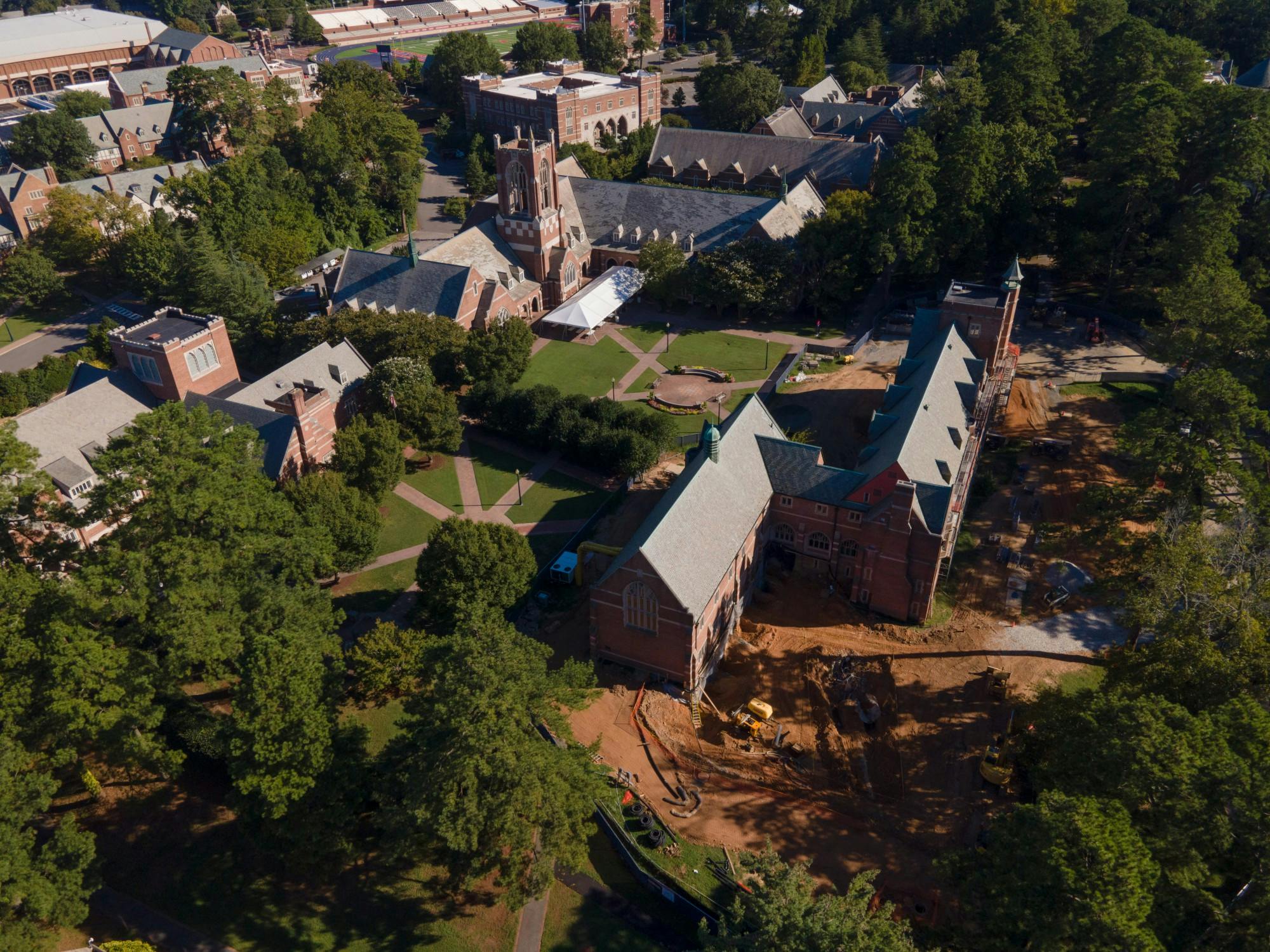 Ryland hall under construction in September 2020