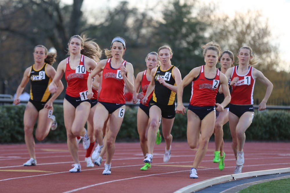 <p>Richmond runners leading the event. Photo courtesy of Richmond Athletics.</p>