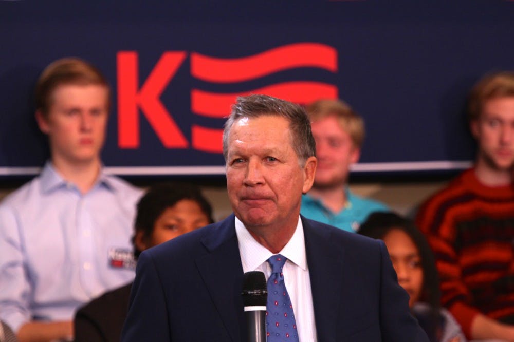 Ohio Governor John Kasich answers questions during a talk at the University of Richmond on Oct. 5, 2015. Kasich is running for President as a republican candidate. 
